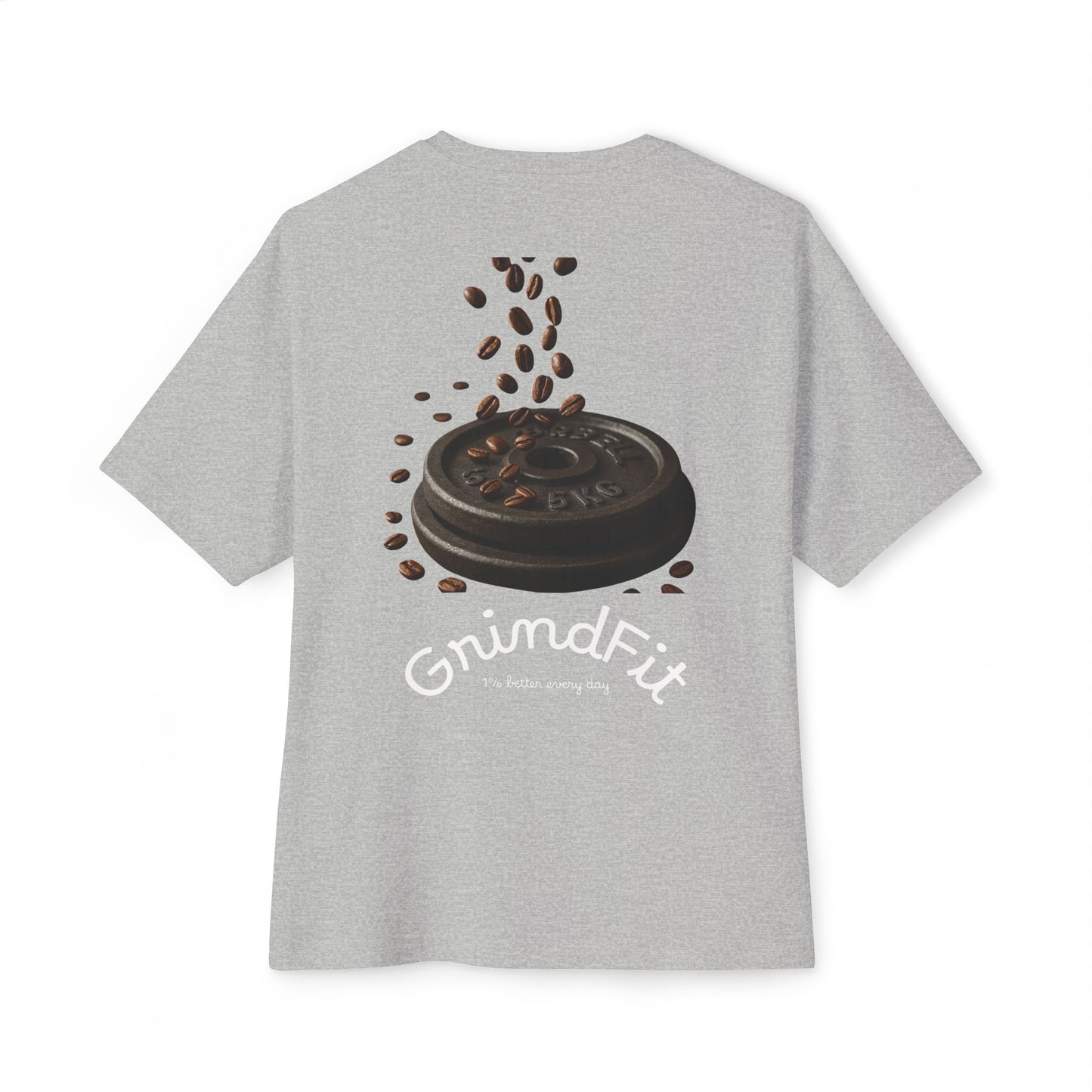 GrindFit Unisex Oversized Boxy Tee - Casual Workout Shirt, Gym Apparel, Coffee Lover Gift, Daily Motivation Tee, Relaxed Fit T-Shirt