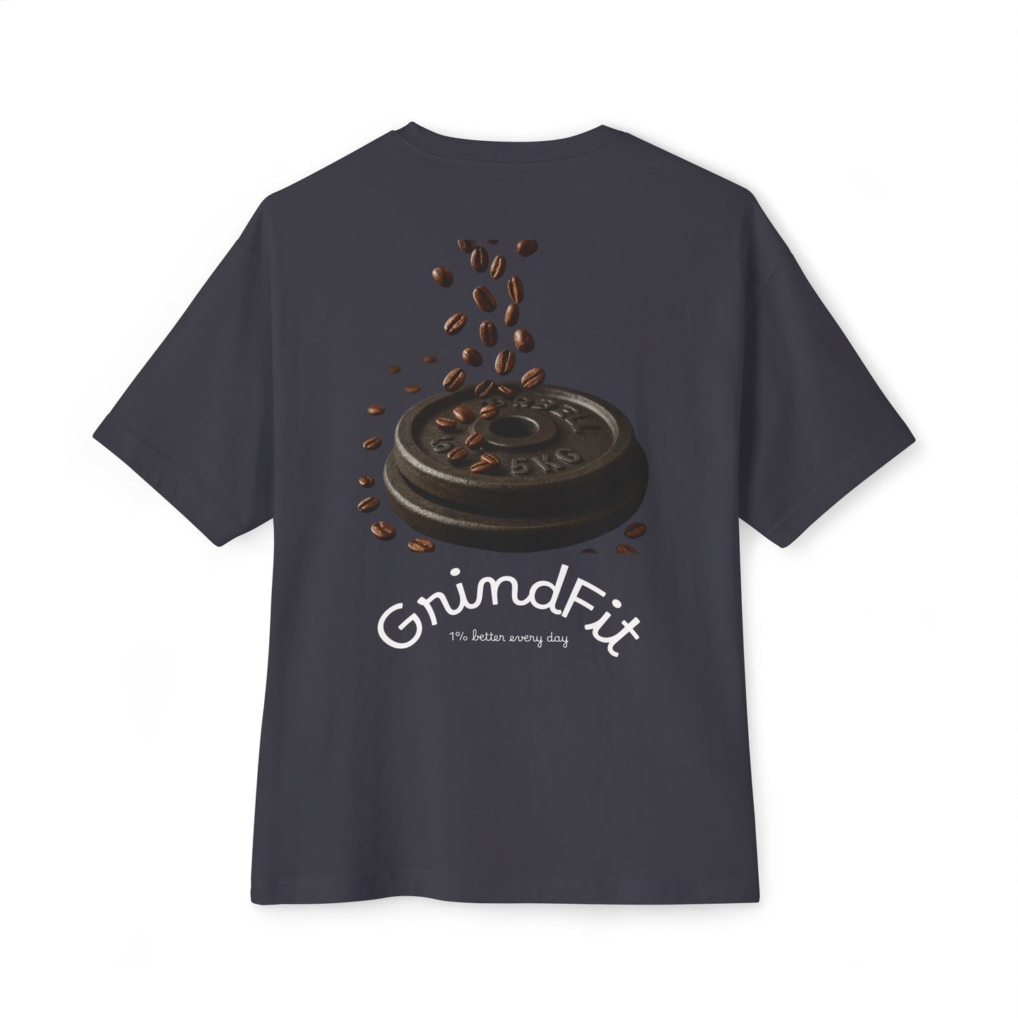 GrindFit Unisex Oversized Boxy Tee - Casual Workout Shirt, Gym Apparel, Coffee Lover Gift, Daily Motivation Tee, Relaxed Fit T-Shirt